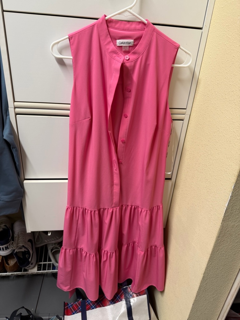 Calvin Klein Vibrant Hot Pink Button-Front Blouse